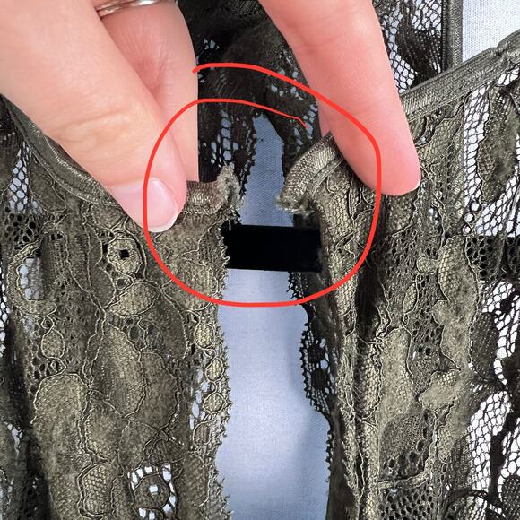 Guess Top Babydoll Green Lace Cami Tank Forest Fairy Goblincore Y2K Grunge Boho - Picture 5 of 7